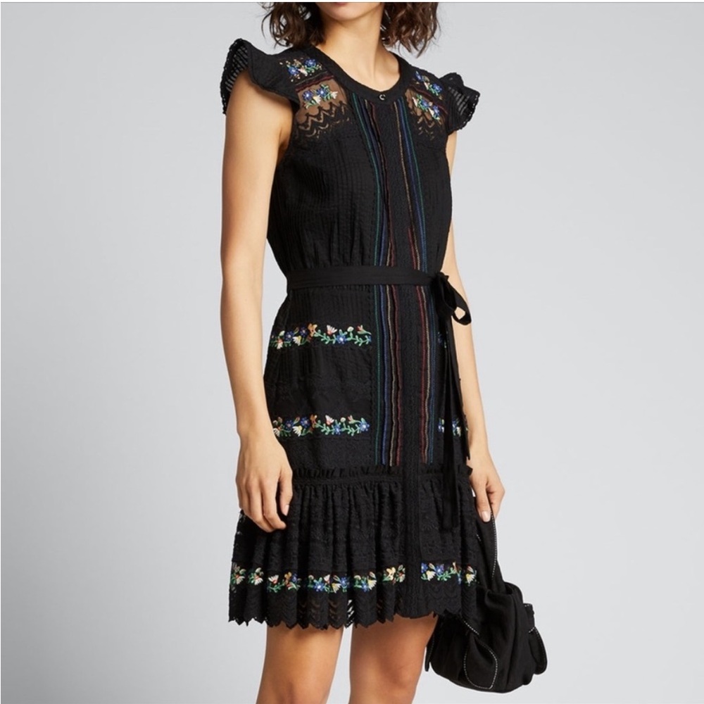 NWT Saloni Bea Mini Dress in Black